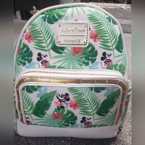 Disney Parks Exclusive Tropical Mickey and Hula Minnie Plam print Loungefly
